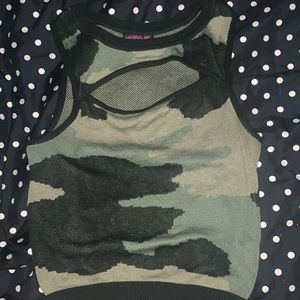 Camo open crop top